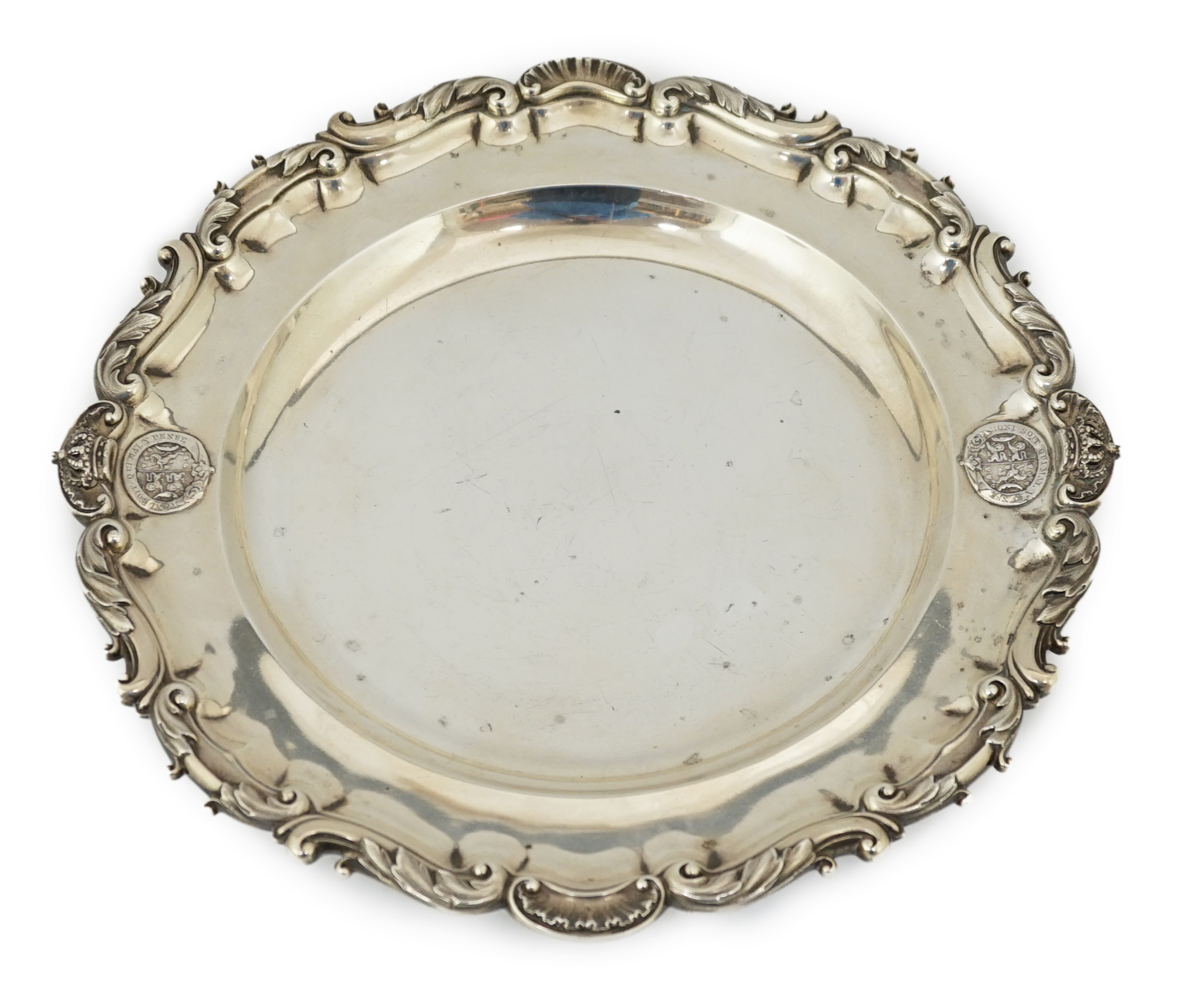 Duke of Brunswick service: An early Victorian silver serving plate by John Mortimer & John Samuel Hunt